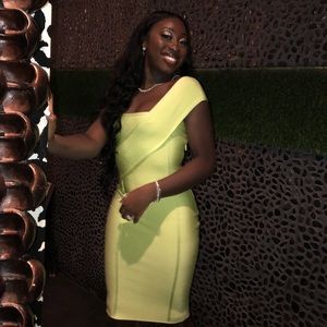 Lime green bandage midi dress